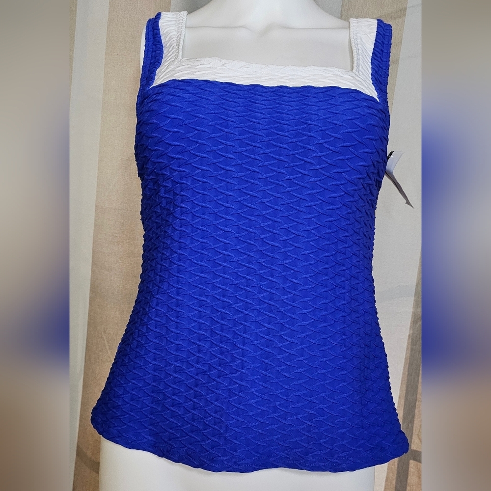 Lands' End Tankini Top Square Neck Textured Women's Swim NWT XS - Picture 1 of 6